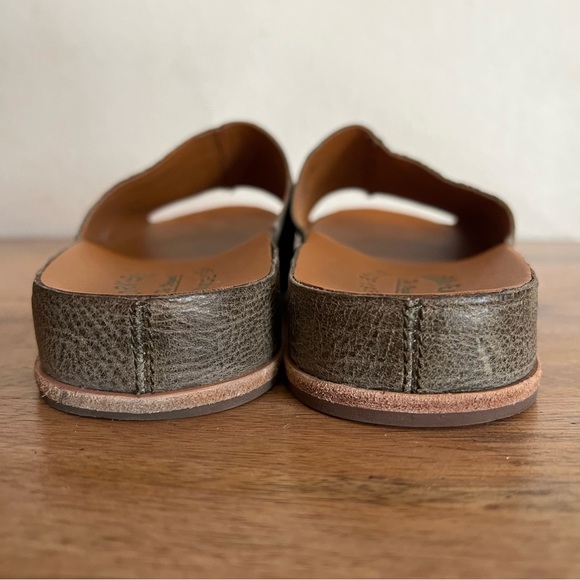 Kork Ease Tutsi Sandals Womens Olive Green Leather Slip On Slides Cork Shoe 8M - Picture 5 of 14